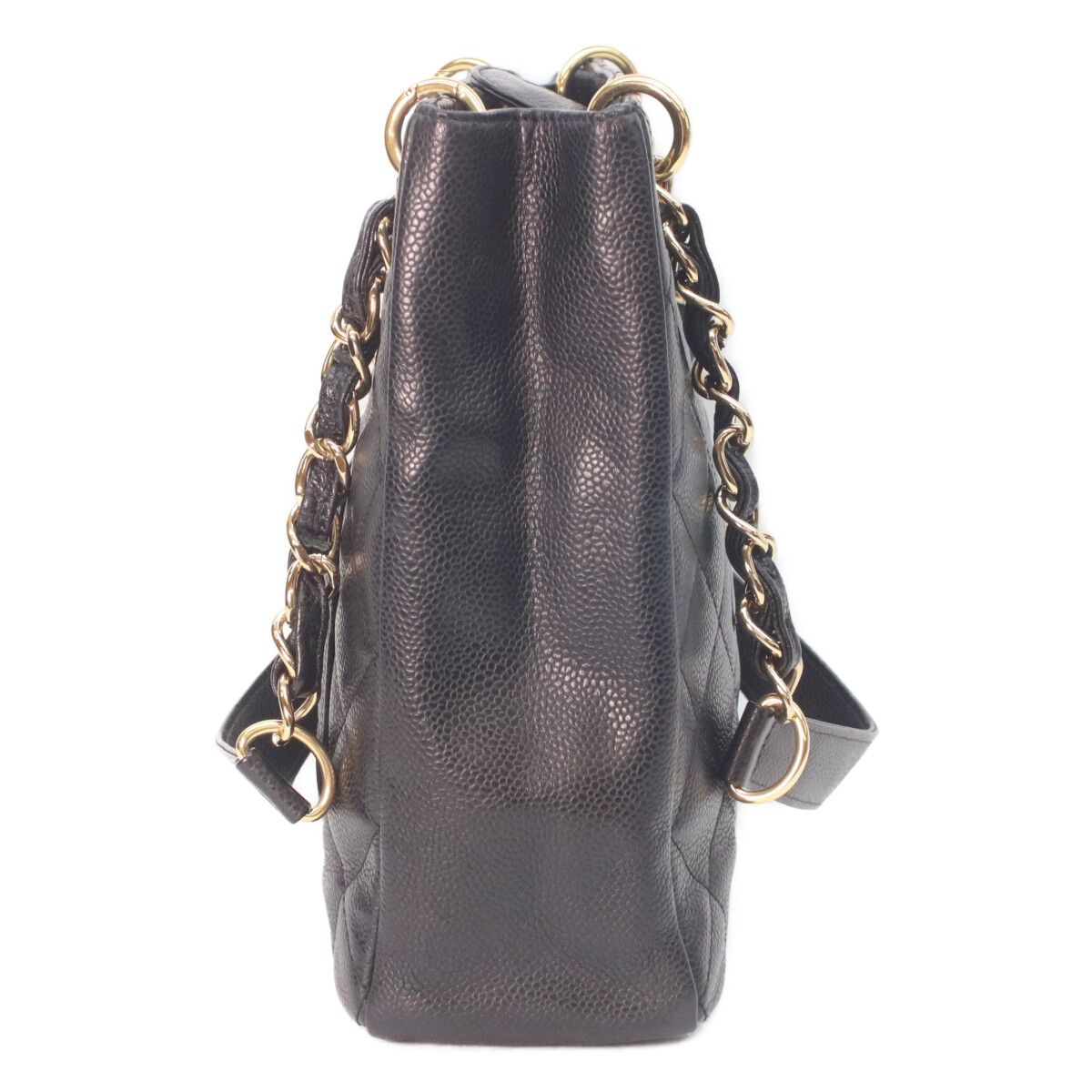 Chanel Black Caviar Gold Petite Shopping Tote PST — view 4