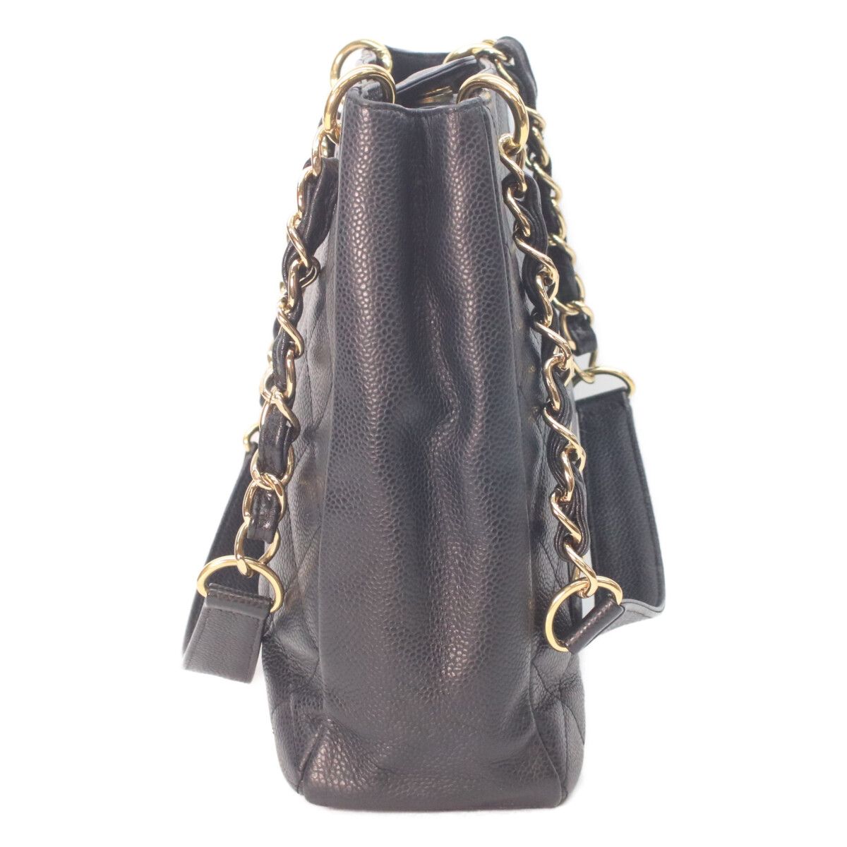 Chanel Black Caviar Gold Petite Shopping Tote PST — view 2