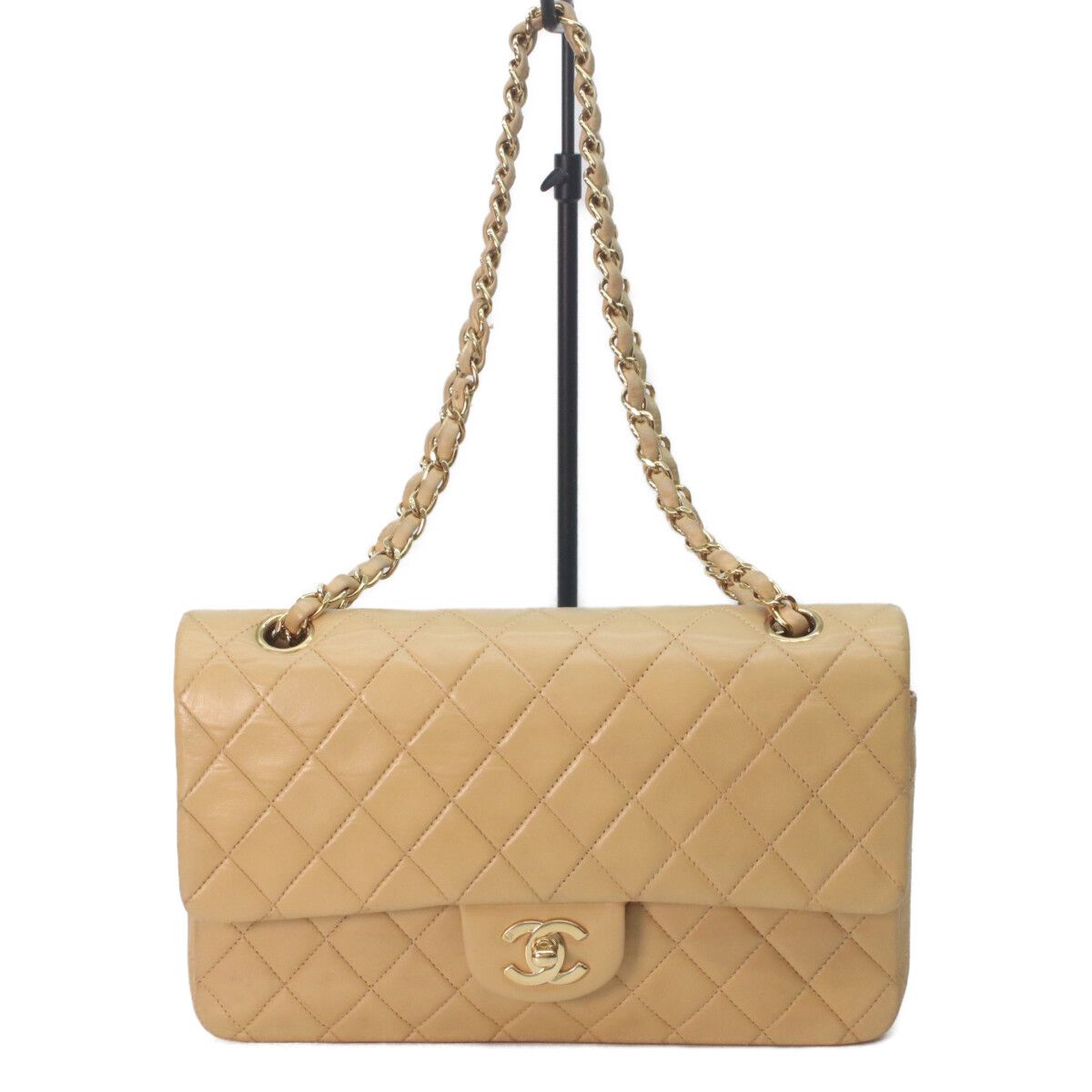Chanel Beige Lamb Gold Quilted 25 Shoulder Bag