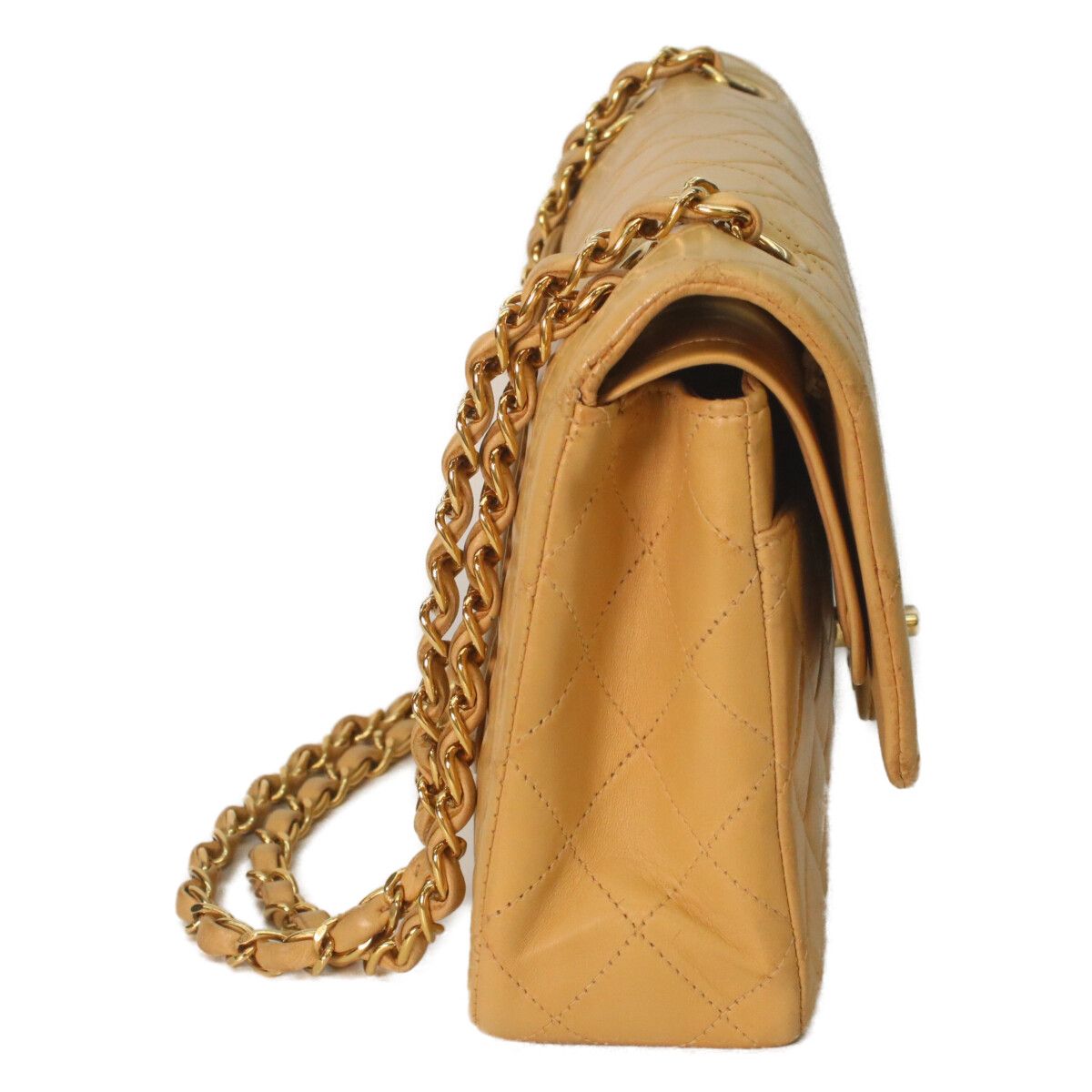 Chanel Beige Lamb Gold Quilted 25 Shoulder Bag — view 4