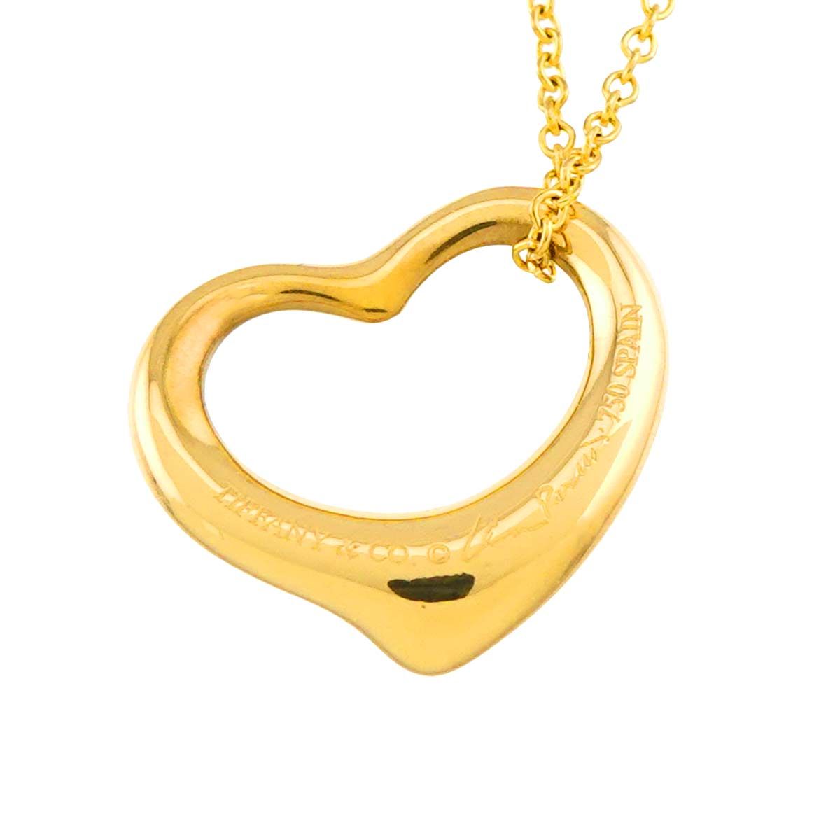 Tiffany & Co Open Heart Width 15.5 mm Necklace 40 cm 18k YG Yellow Gold — view 4