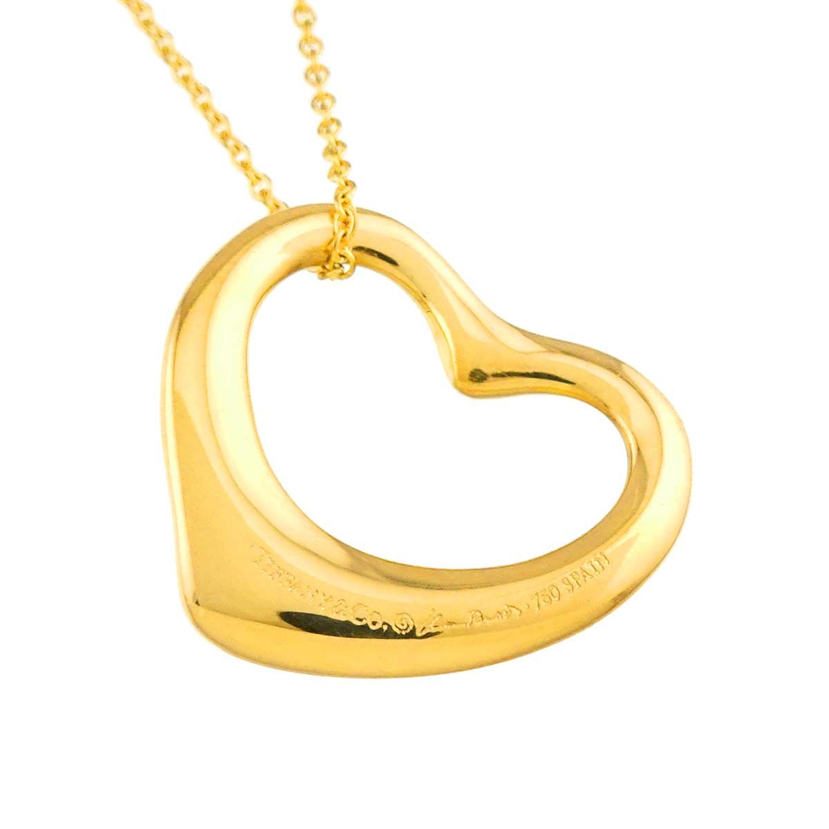 Tiffany & Co Open Heart Width 22 mm Necklace 40 cm 18k YG Yellow Gold — view 4
