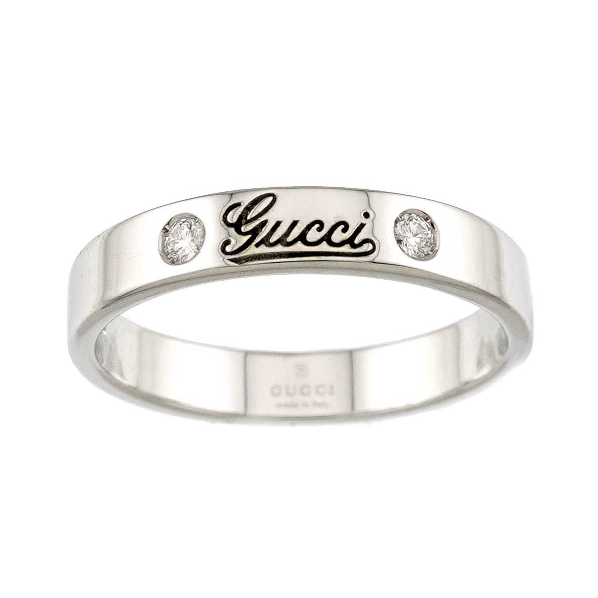 Gucci Icon Print Ring Diamond 18k WG White Gold 750 — view 2