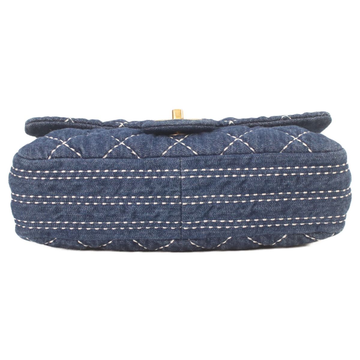 Chanel Indigo Denim Gold Single Flap Quilted Chain — view 5