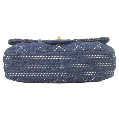 Chanel Indigo Denim Gold Single Flap Quilted Chain — view 5
