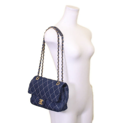 Chanel Indigo Denim Gold Single Flap Quilted Chain — view 9