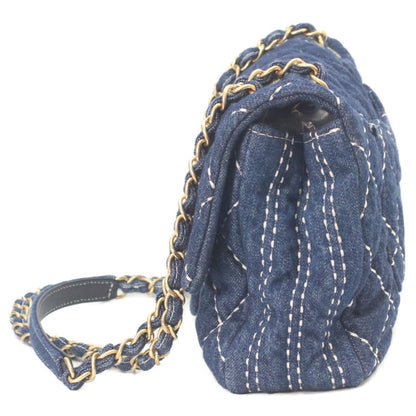 Chanel Indigo Denim Gold Single Flap Quilted Chain — view 2