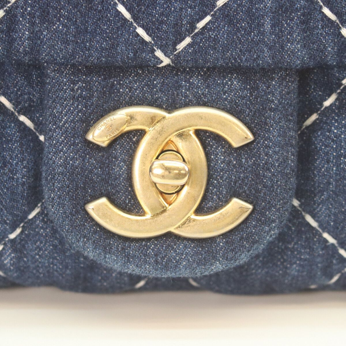Chanel Indigo Denim Gold Single Flap Quilted Chain — view 6