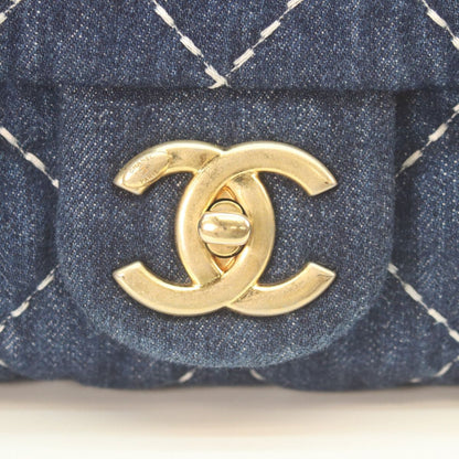 Chanel Indigo Denim Gold Single Flap Quilted Chain — view 6