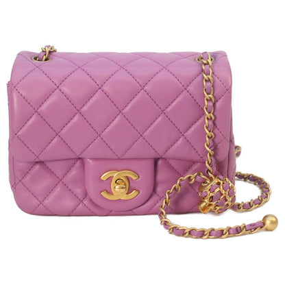 Chanel Pearl Crushed Lavender Rum Gold Mini Quilted 17 Shoulder Bag