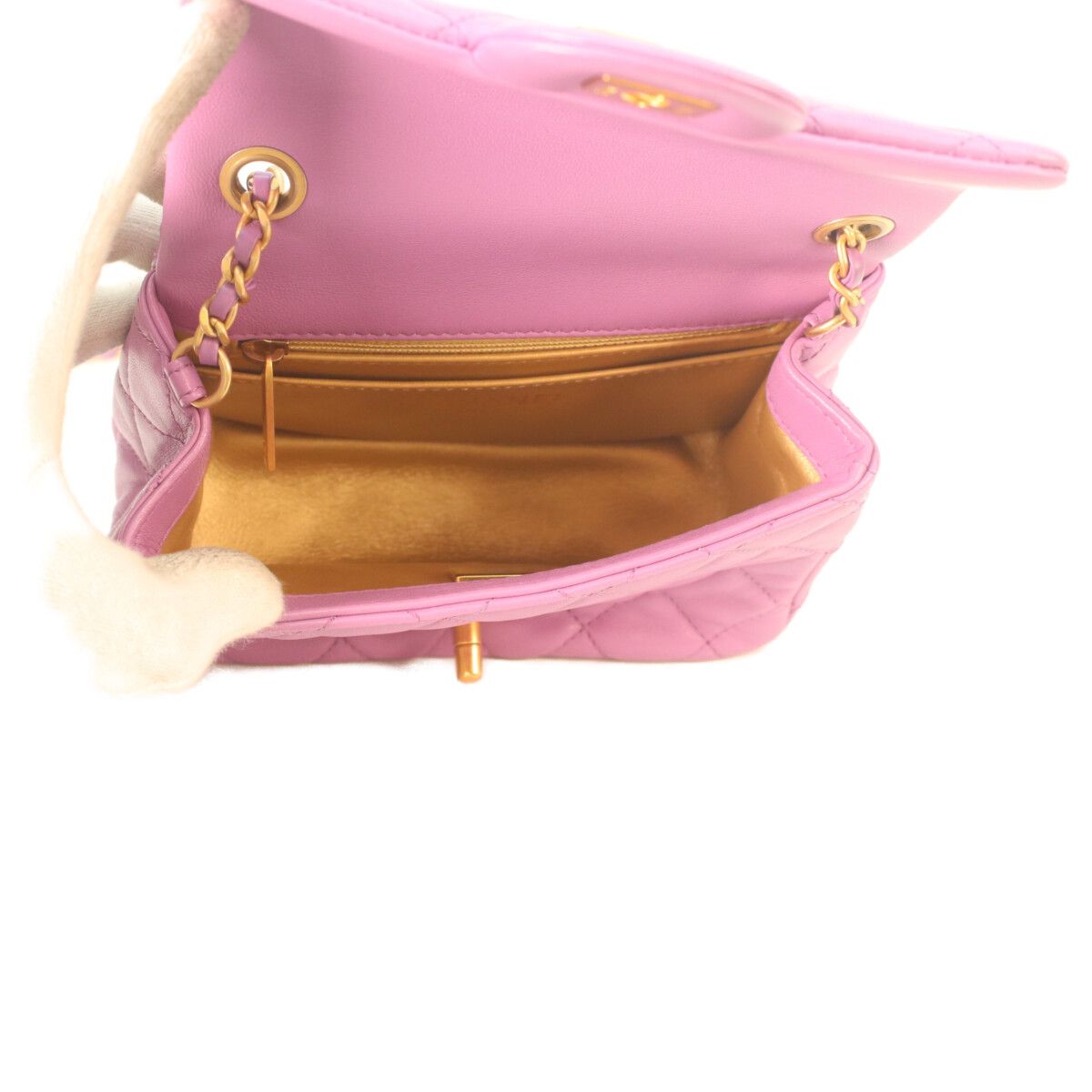 Chanel Pearl Crushed Lavender Rum Gold Mini Quilted 17 Shoulder Bag — view 8