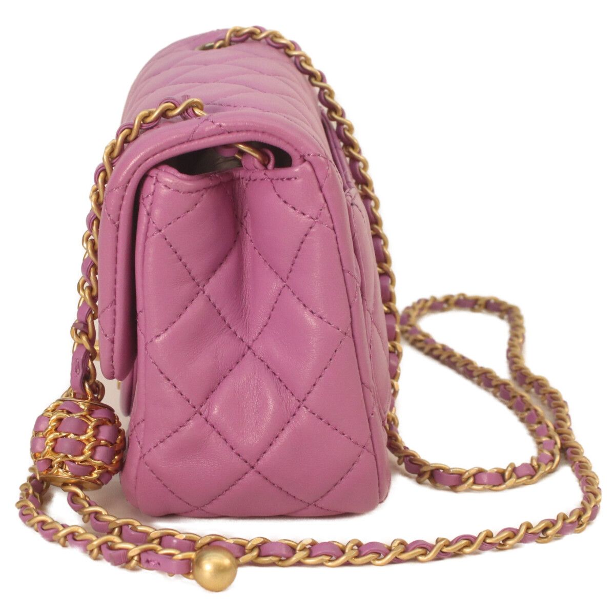Chanel Pearl Crushed Lavender Rum Gold Mini Quilted 17 Shoulder Bag — view 2