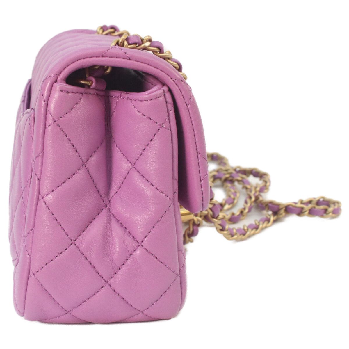 Chanel Pearl Crushed Lavender Rum Gold Mini Quilted 17 Shoulder Bag — view 4