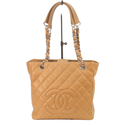 Chanel Camel Beige Caviar Silver Petite Shopping Tote PST