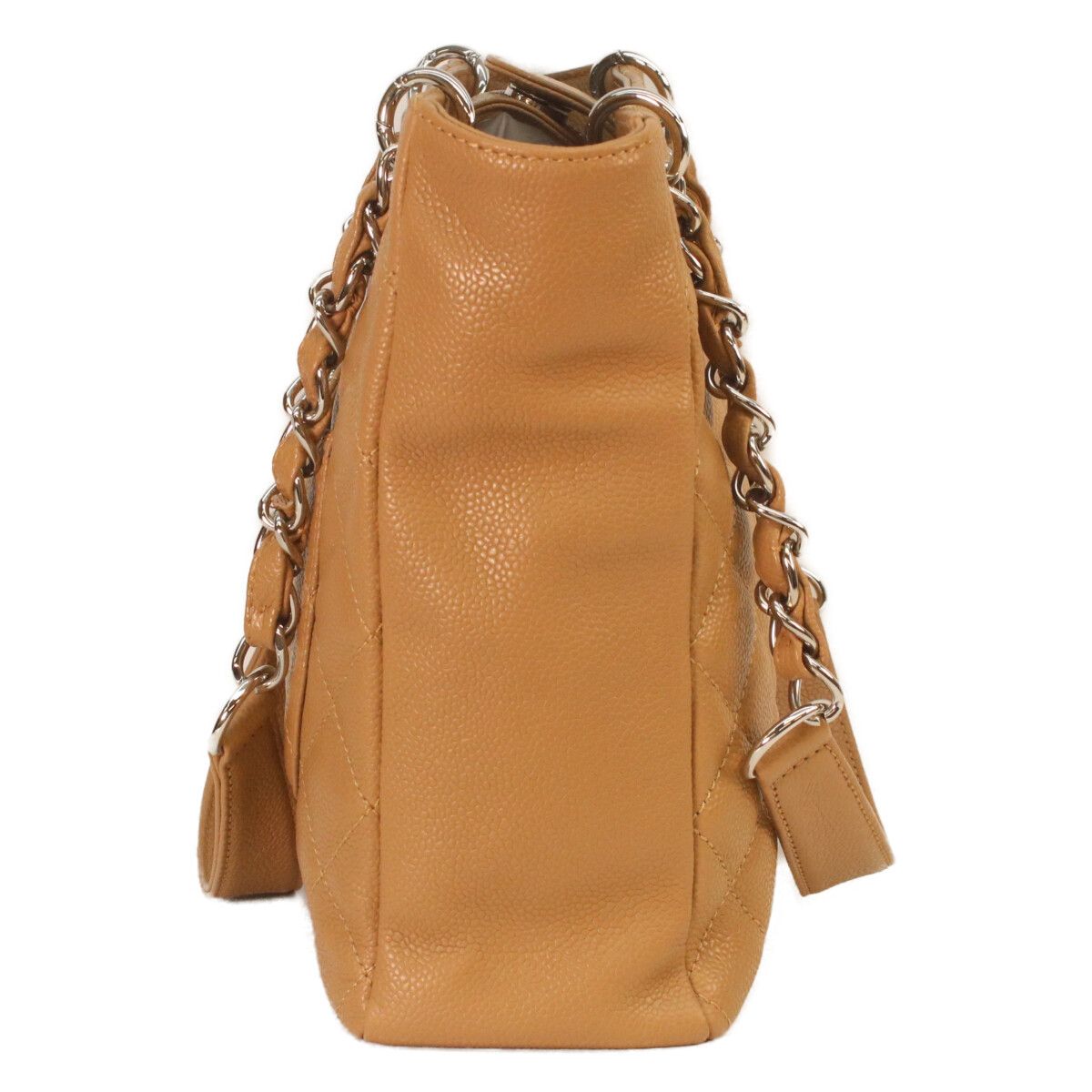 Chanel Camel Beige Caviar Silver Petite Shopping Tote PST — view 4