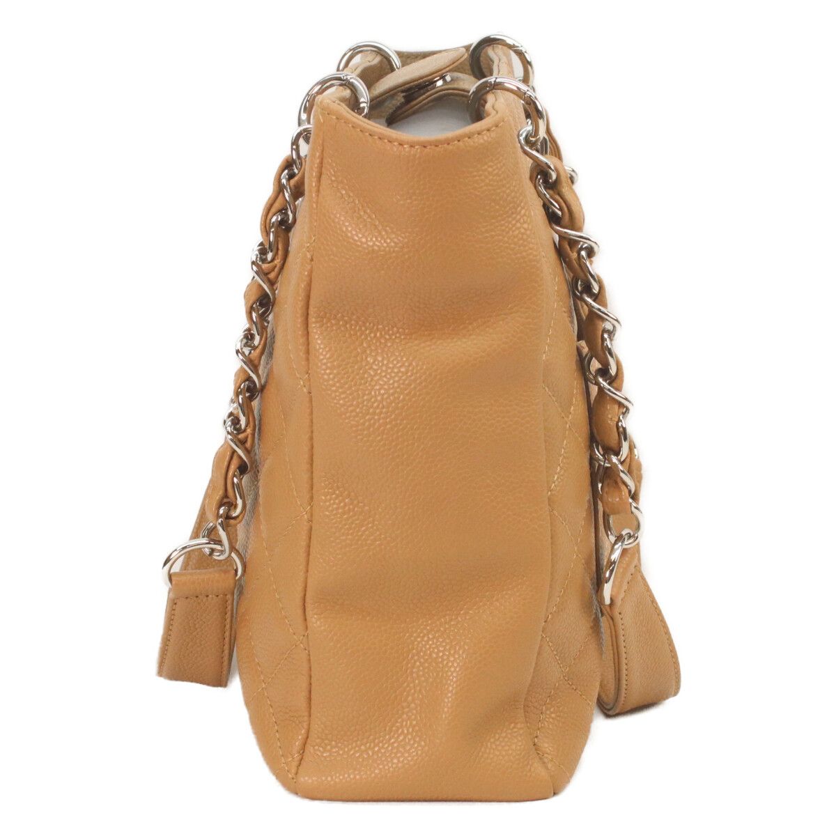 Chanel Camel Beige Caviar Silver Petite Shopping Tote PST — view 2