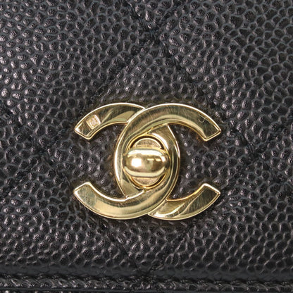 Chanel Black Caviar Top Handle Handbag — view 6