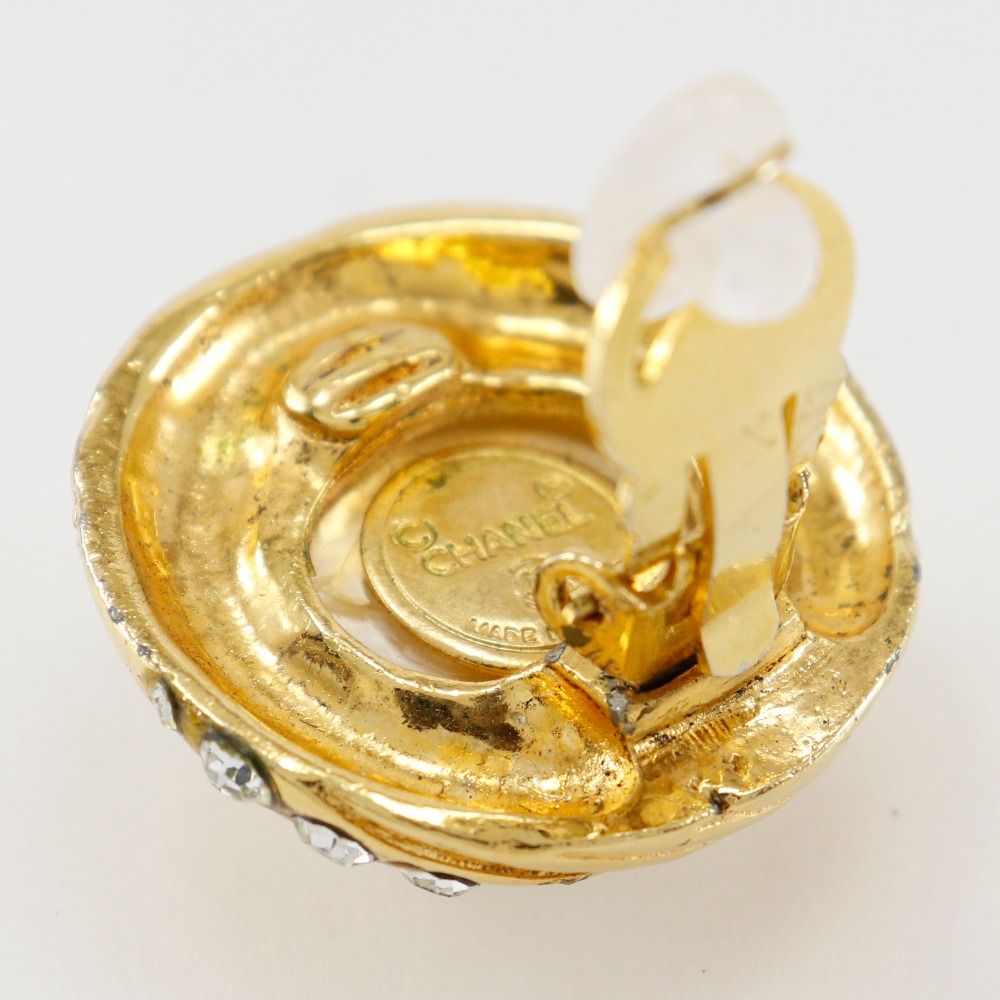 Chanel Vintage Gold Plated Faux Pearl Rhinestone Earrings — view 7