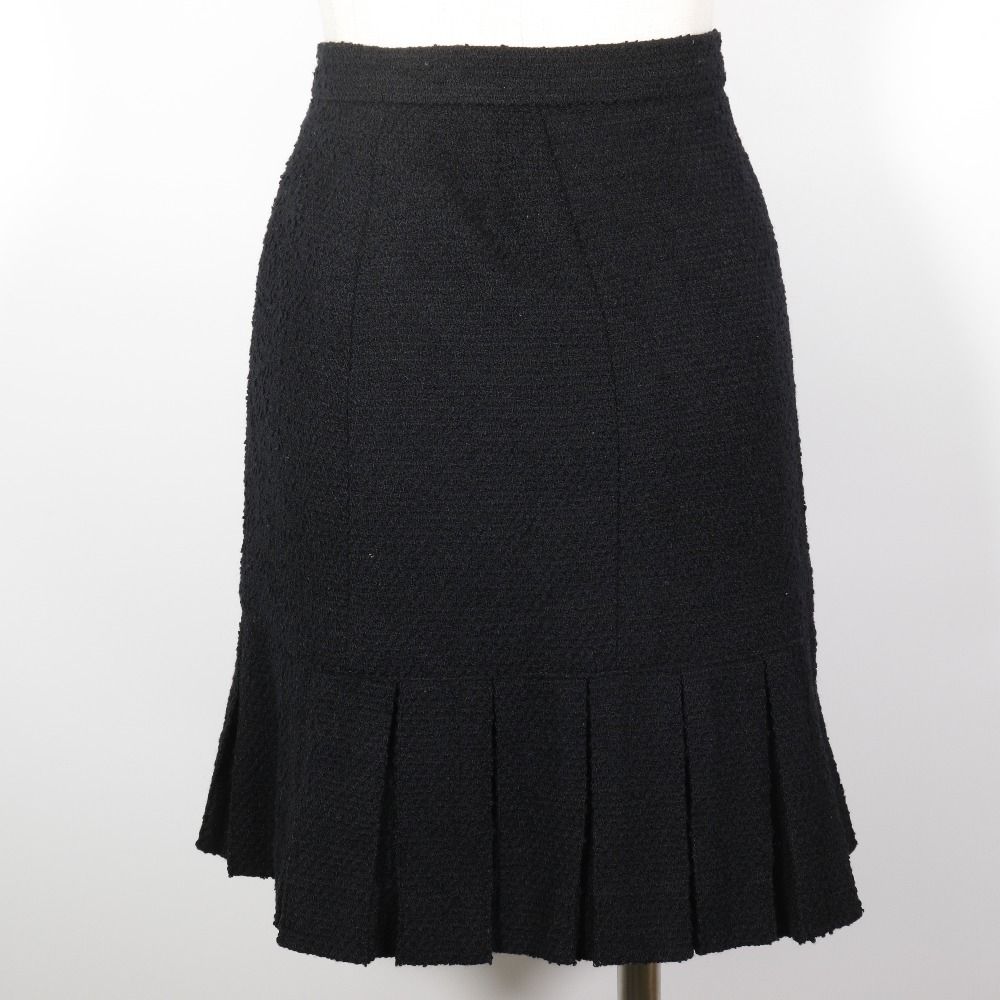 Chanel Pleated Skirt Wool Nylon Black — view 3