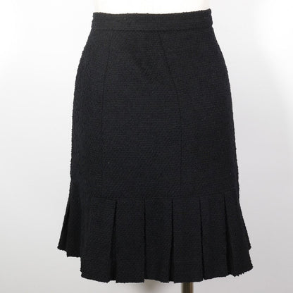 Chanel Pleated Skirt Wool Nylon Black — view 3