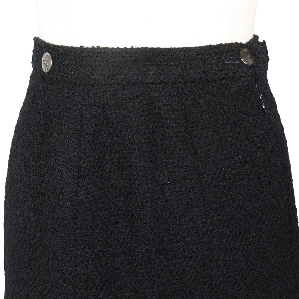 Chanel Pleated Skirt Wool Nylon Black — view 2