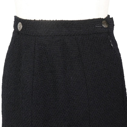 Chanel Pleated Skirt Wool Nylon Black — view 2