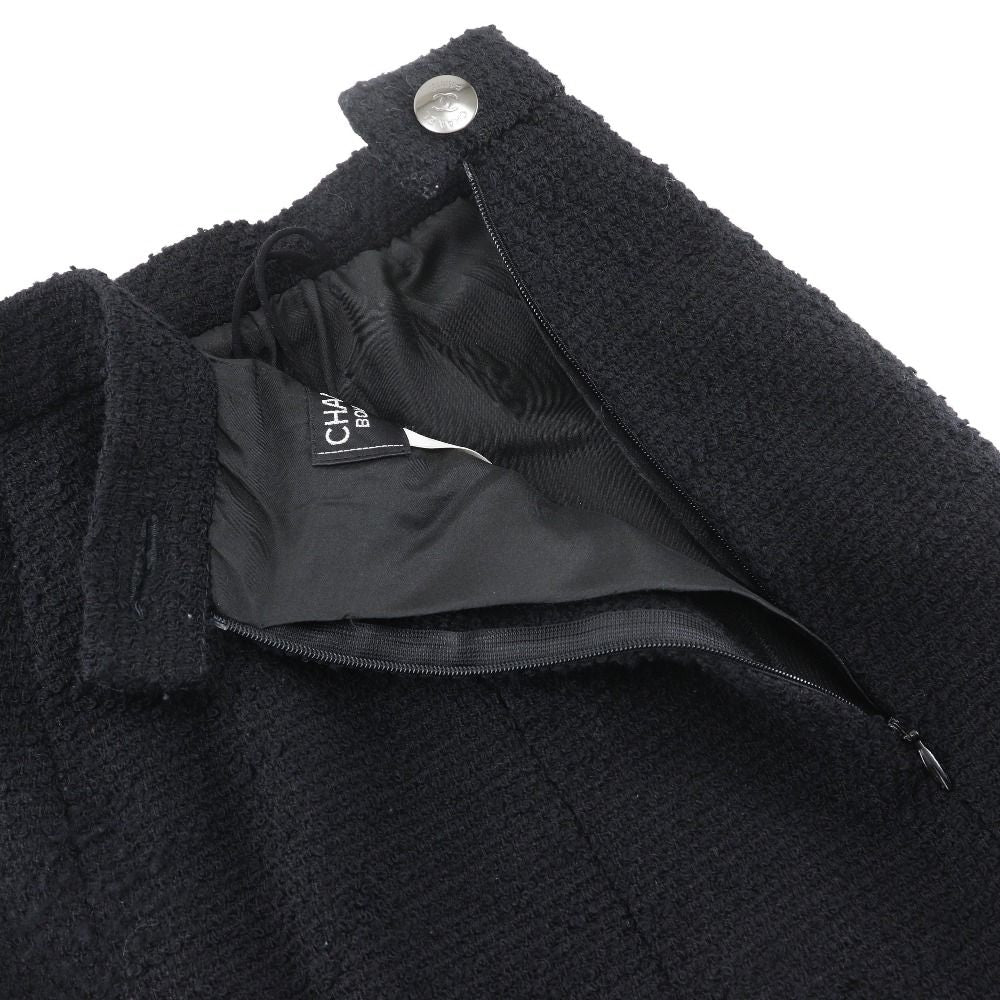 Chanel Pleated Skirt Wool Nylon Black — view 5
