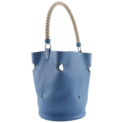 Hermes Manjoire MM Taurillon Clemence Blue Jean Shoulder Bag