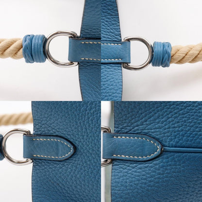 Hermes Manjoire MM Taurillon Clemence Blue Jean Shoulder Bag — view 9