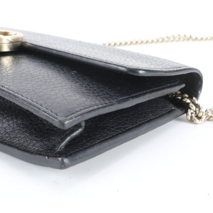 Gucci Interlocking Chain Shoulder Wallet Leather Crossbody Black Enm — view 3