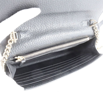 Gucci Interlocking Chain Shoulder Wallet Leather Crossbody Black Enm — view 6
