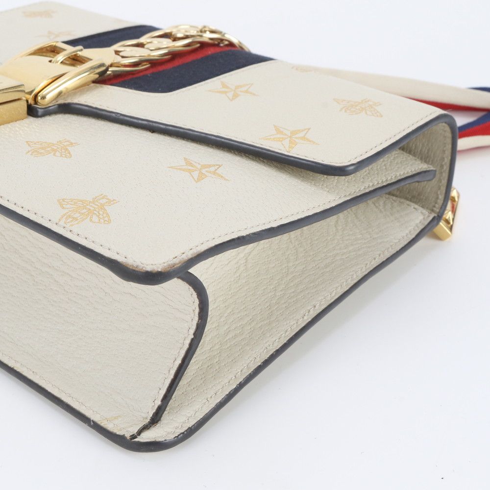 Gucci Sylvie Bi & Star Leather 2-Way Shoulder Bag Crossbody Tote Hand Ebm — view 3