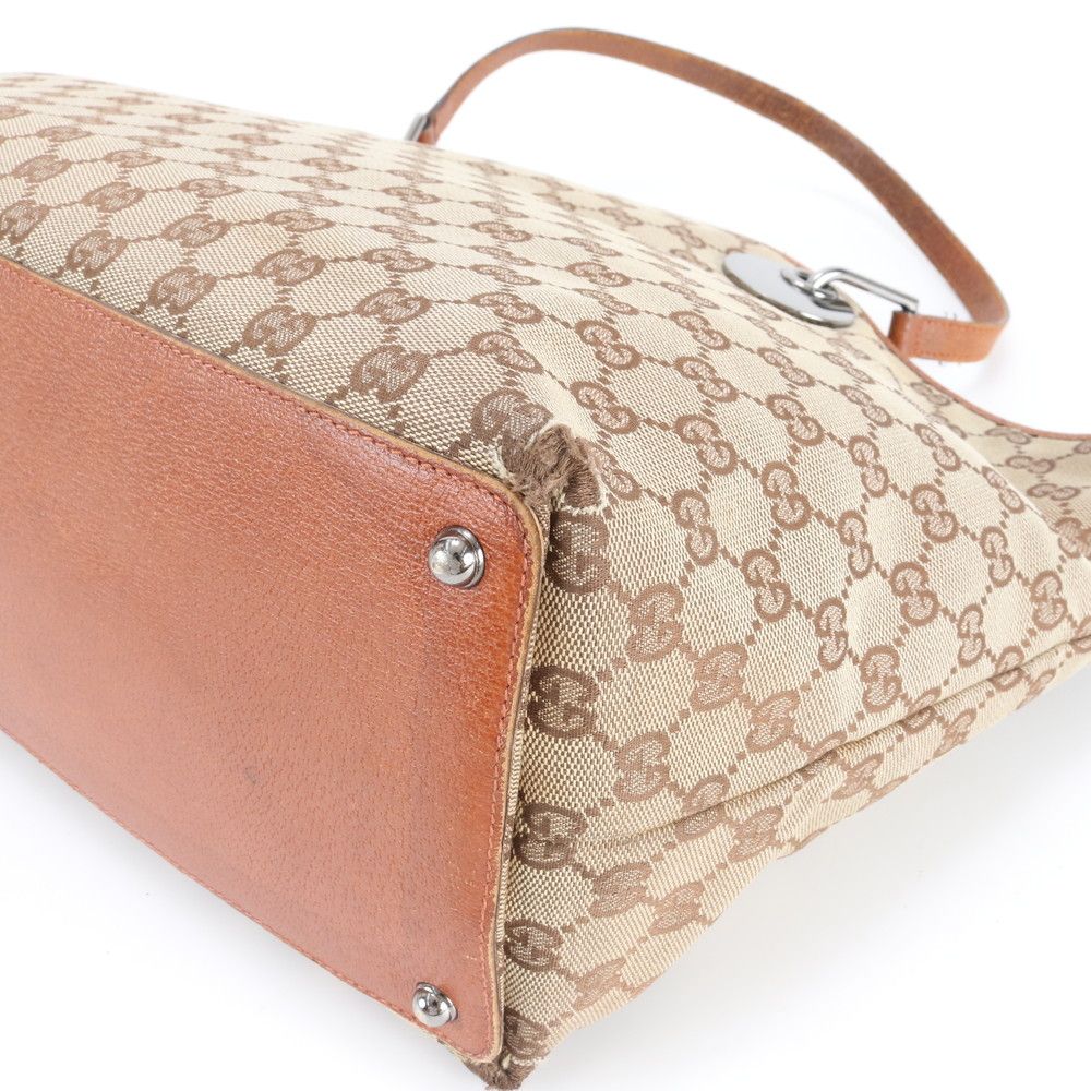 Gucci GG Canvas Leather Tote Shoulder Hand Brown Ebm — view 8
