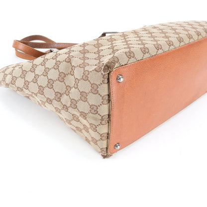 Gucci GG Canvas Leather Tote Shoulder Hand Brown Ebm — view 4