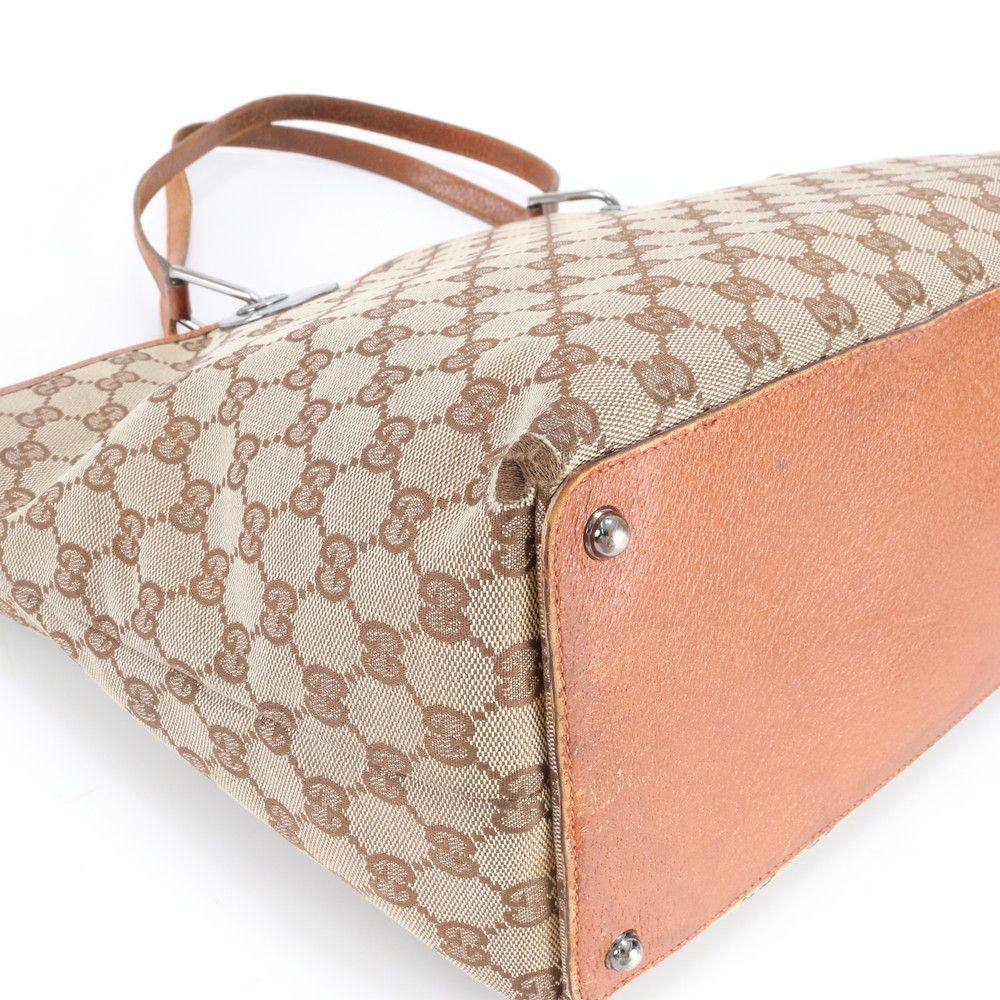 Gucci GG Canvas Leather Tote Shoulder Hand Brown Ebm — view 7