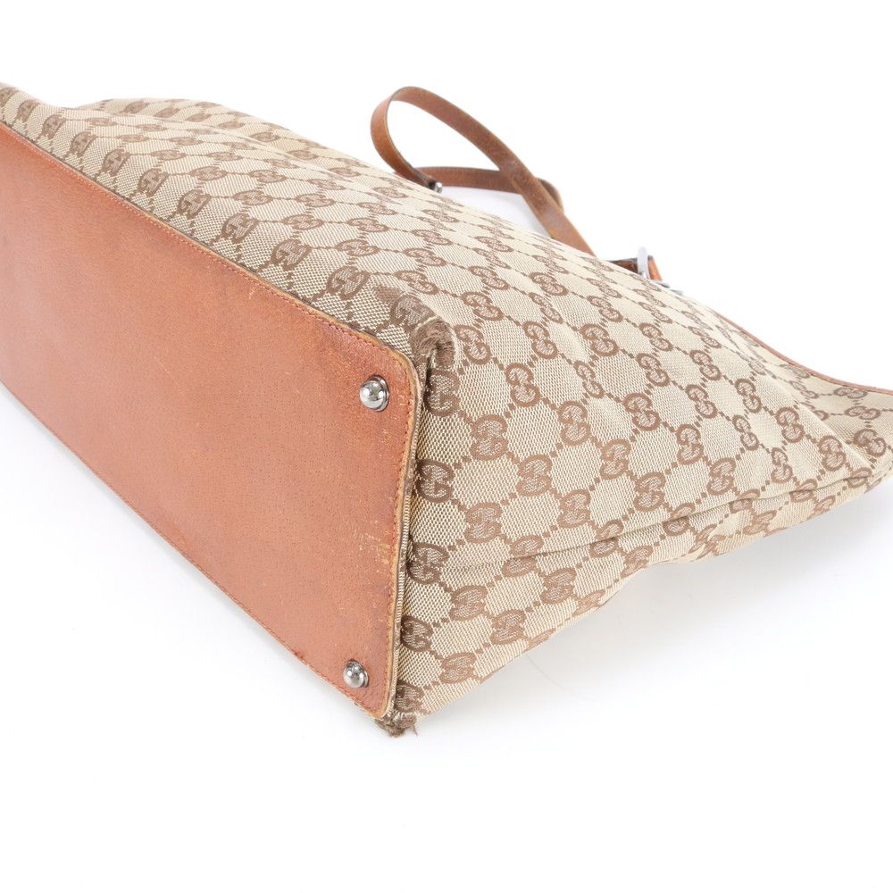 Gucci GG Canvas Leather Tote Shoulder Hand Brown Ebm — view 5