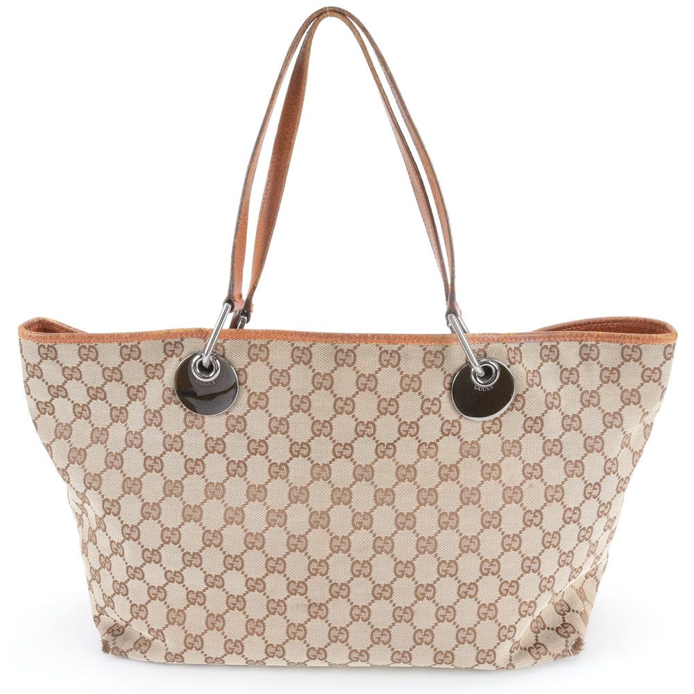 Gucci GG Canvas Leather Tote Shoulder Hand Brown Ebm — view 3