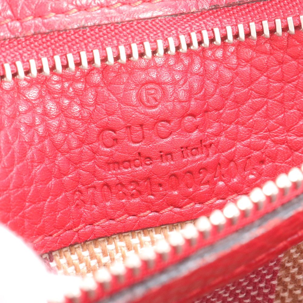 Gucci Bamboo Daily Leather 2-Way Shoulder Bag Crossbody Hand Red — view 9