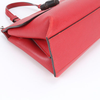 Gucci Bamboo Daily Leather 2-Way Shoulder Bag Crossbody Hand Red — view 4