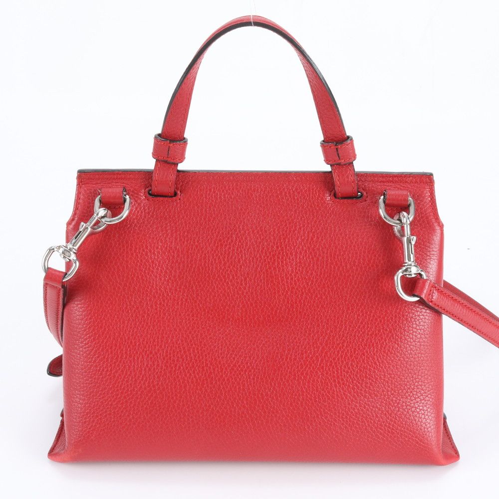 Gucci Bamboo Daily Leather 2-Way Shoulder Bag Crossbody Hand Red — view 3