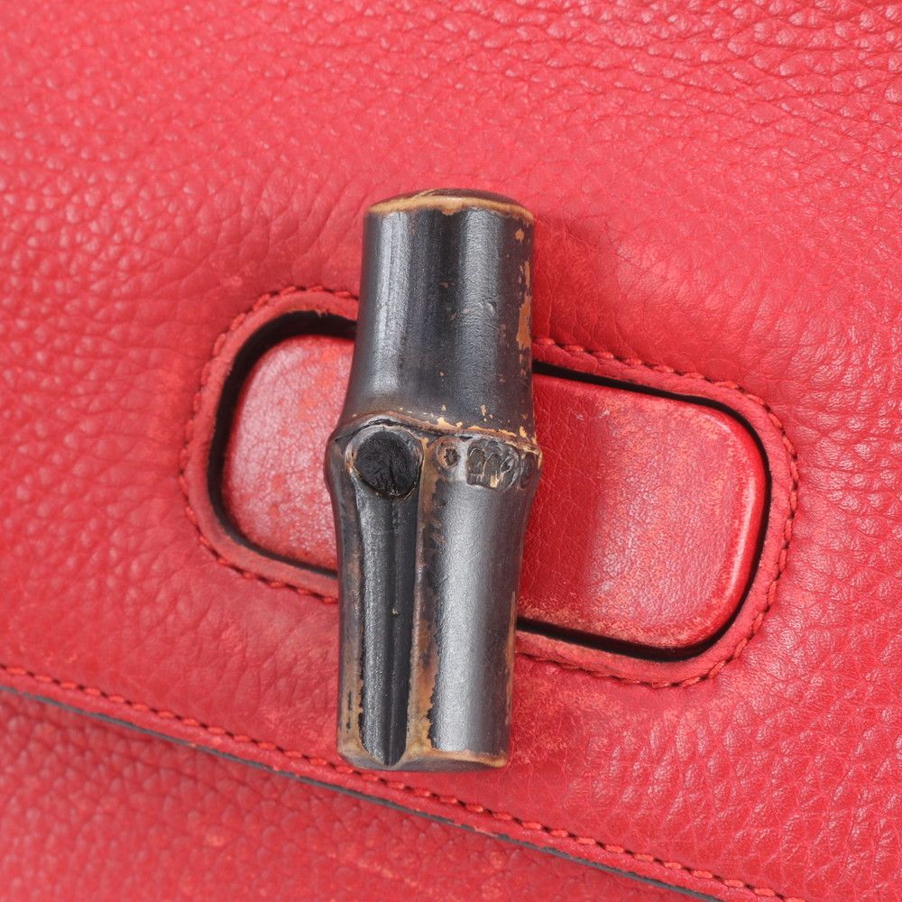 Gucci Bamboo Daily Leather 2-Way Shoulder Bag Crossbody Hand Red — view 7