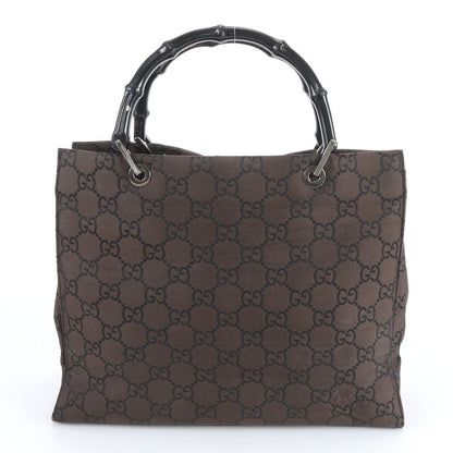 Gucci Bamboo GG Nylon 002 Leather Tote Shoulder Hand Brown — view 3