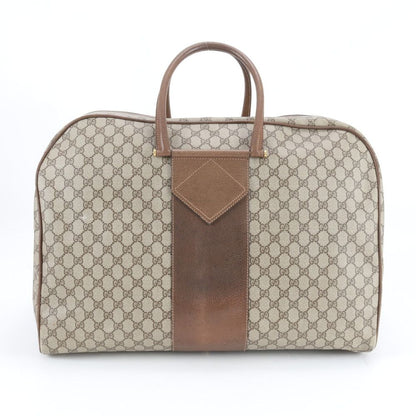 Gucci GG Supreme Leather Boston Bag Business Travel Tote Carry Brown Ebm — view 3