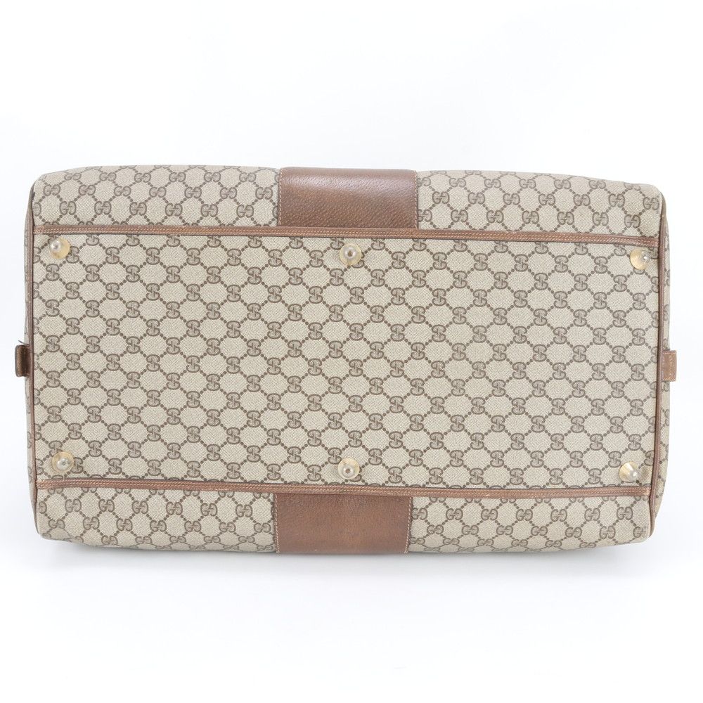 Gucci GG Supreme Leather Boston Bag Business Travel Tote Carry Brown Ebm — view 6