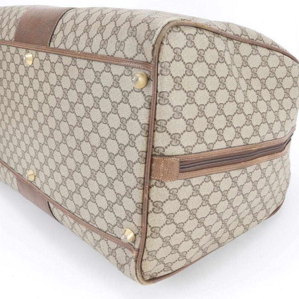 Gucci GG Supreme Leather Boston Bag Business Travel Tote Carry Brown Ebm — view 5