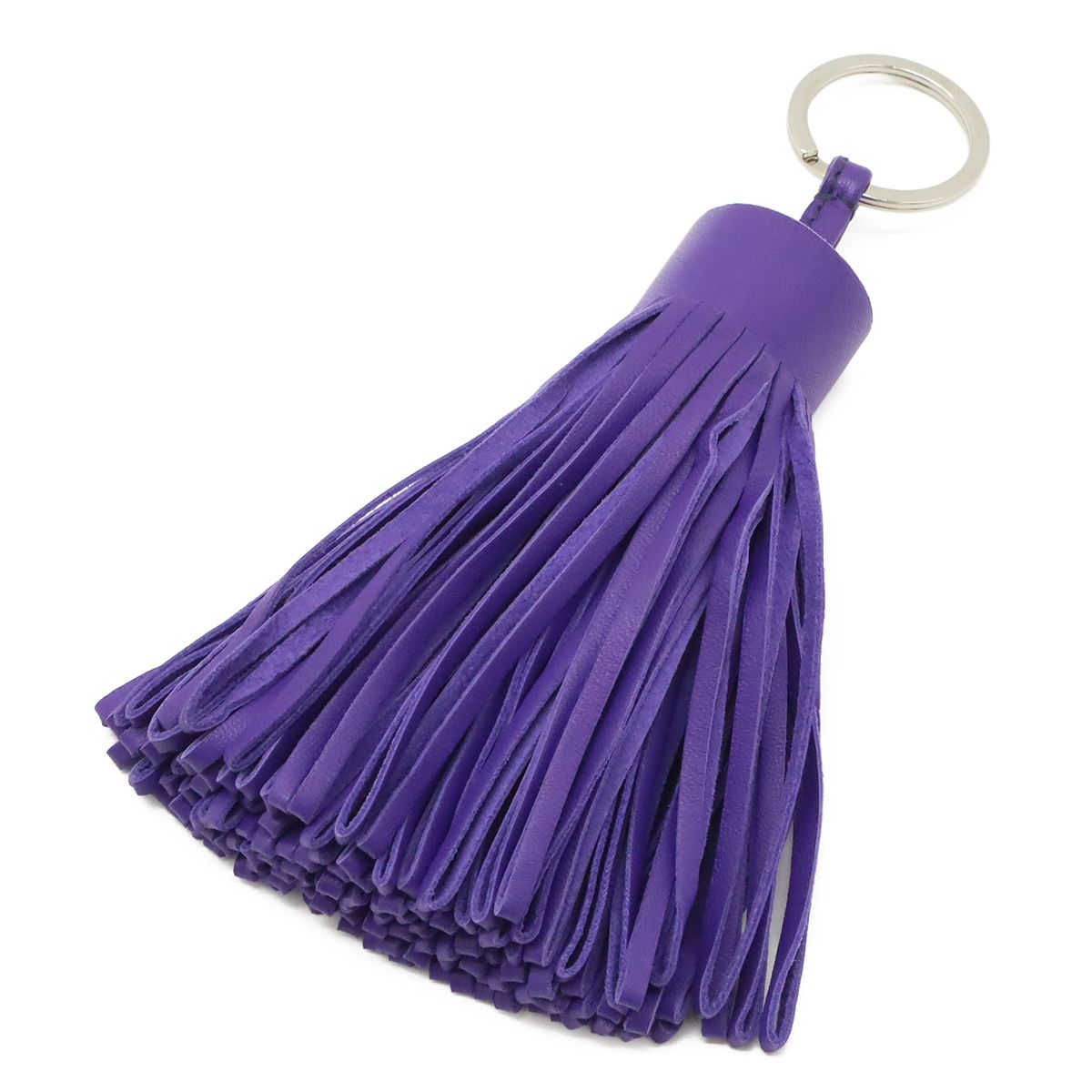 Hermes Carmen Alto Key Ring Key Holder Fringe Tassel Charm Agno Milo Leather