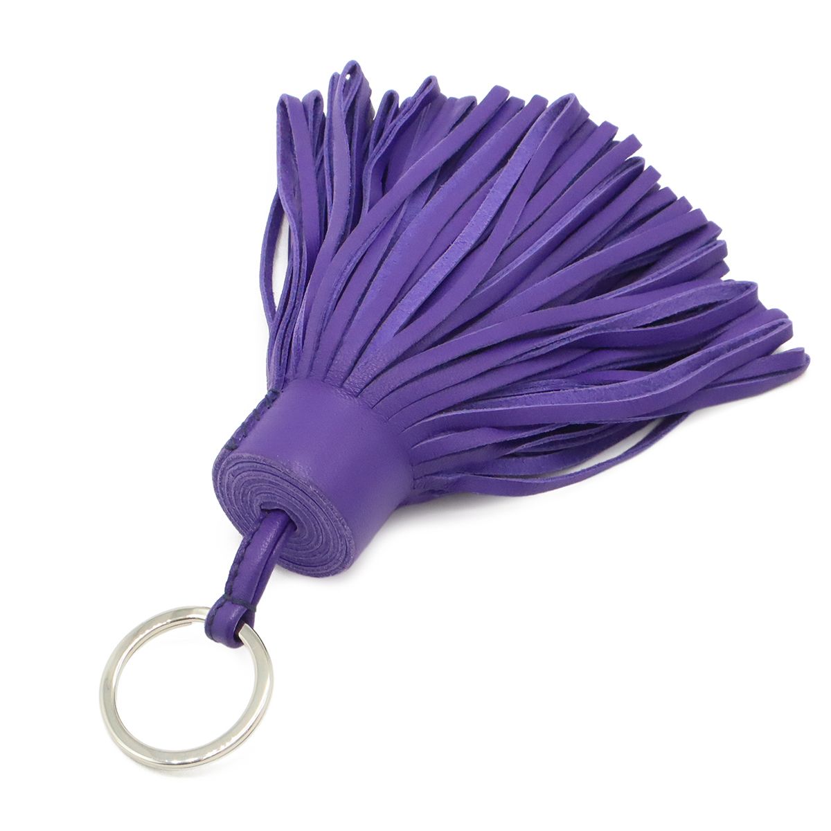 Hermes Carmen Alto Key Ring Key Holder Fringe Tassel Charm Agno Milo Leather — view 2
