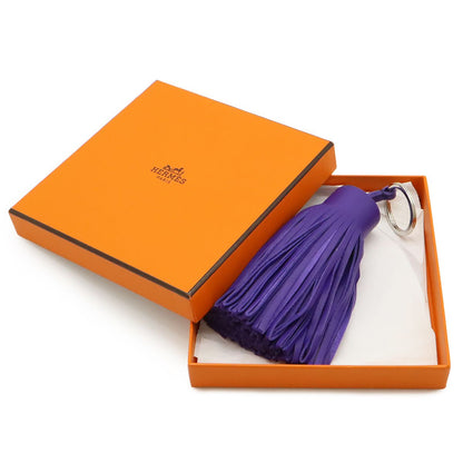 Hermes Carmen Alto Key Ring Key Holder Fringe Tassel Charm Agno Milo Leather — view 6