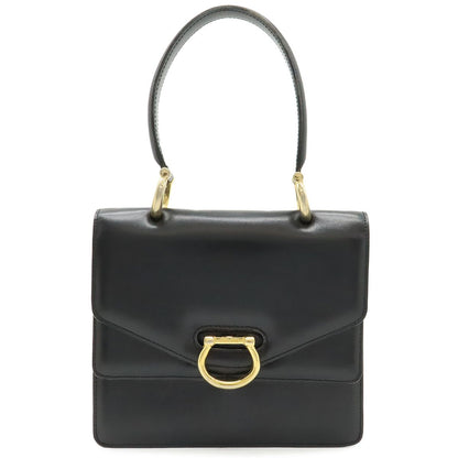 Celine Double Flap Vintage Handbag Bag Leather Black Gold