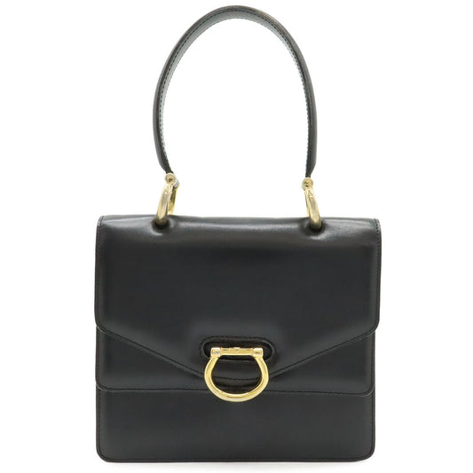 Celine Double Flap Vintage Handbag Bag Leather Black Gold